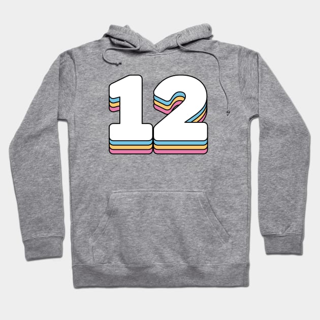 12 Number Twelve Rainbow Birthday Anniversary Year Hoodie by RetroDesign